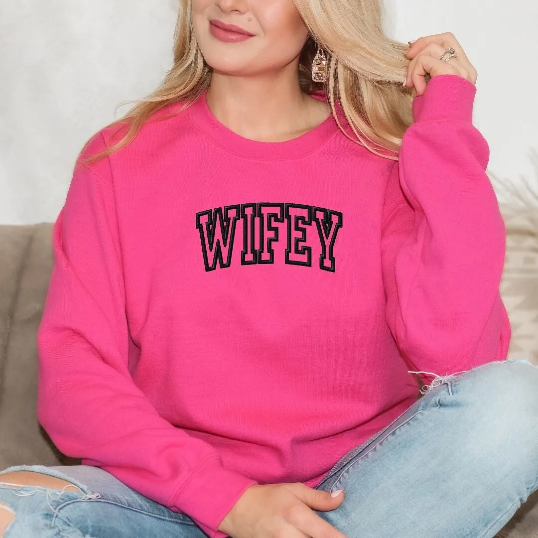Embroidered Wifey Arched Varsity Graphic Sweatshirt sold by Zulily product image thumbnail 3