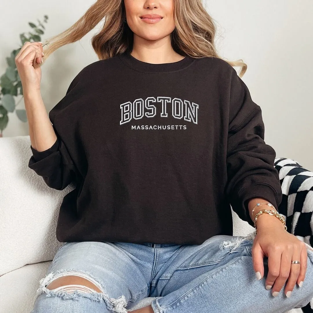 Embroidered Boston Massachusetts Graphic Sweatshirt sold by Zulily product image thumbnail 3