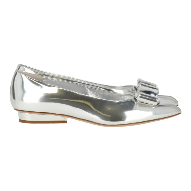 Salvatore Ferragamo Womens Silver Flat sold by Zulily