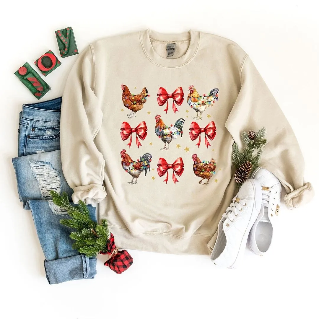 Coquette Christmas Chicken Graphic Sweatshirt sold by Zulily