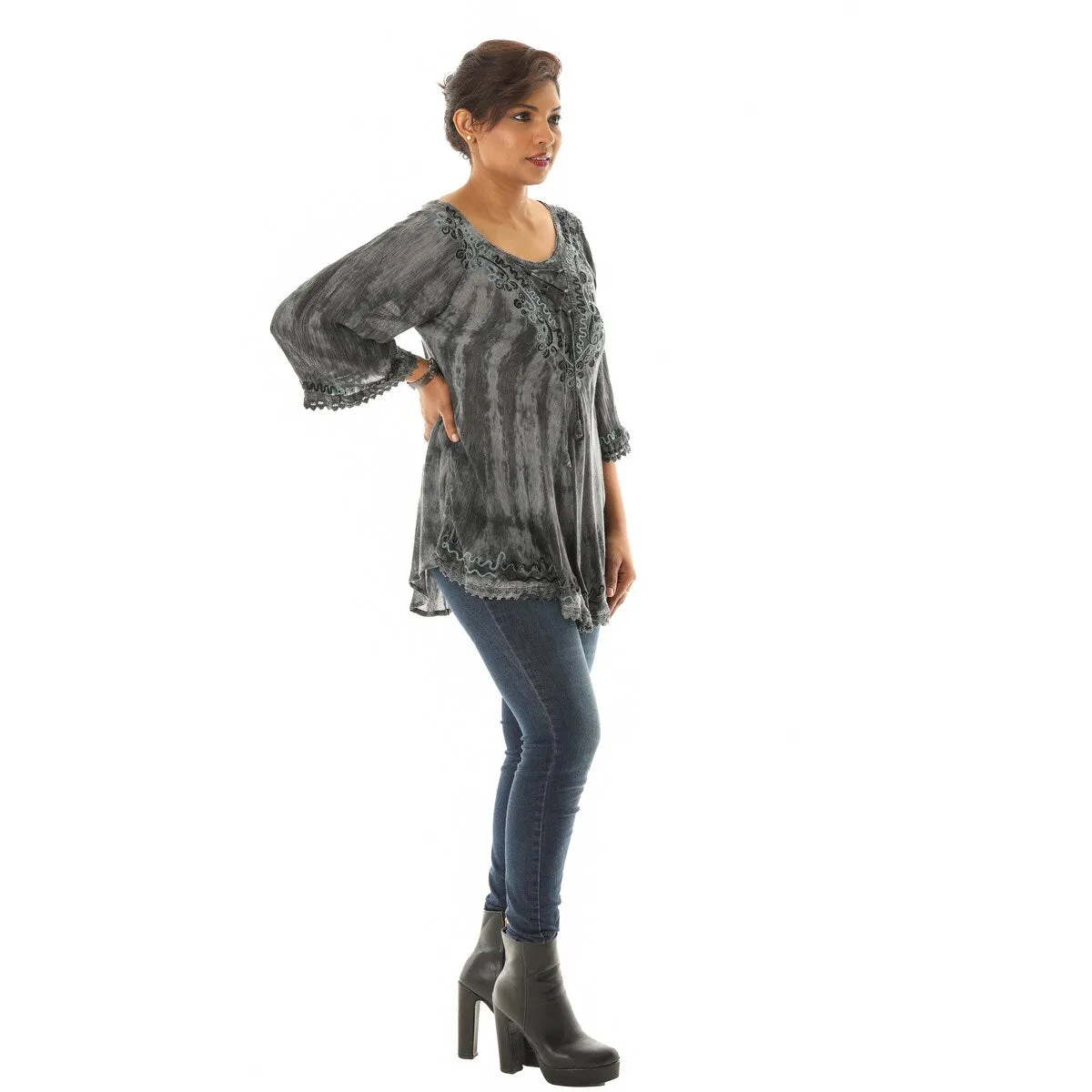 Tie Dye Tunic with Neckline Embroidery sold by Zulily product image thumbnail 2