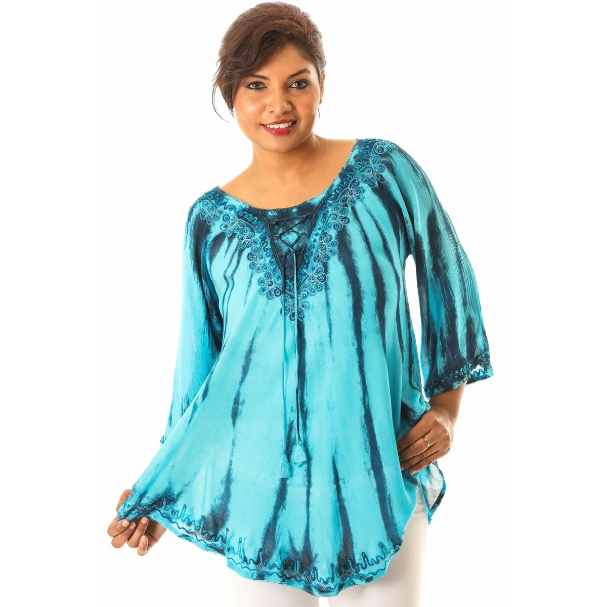 Tie Dye Tunic with Neckline Embroidery sold by Zulily product image thumbnail 5