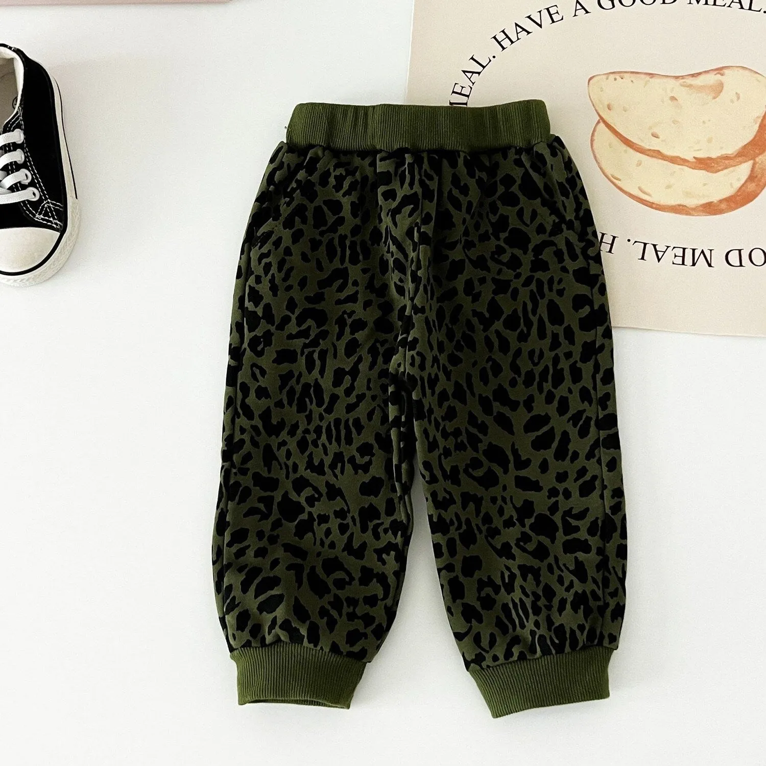 Army Green Leopard Round Neck Sweatshirt & Sweatpants sold by Zulily product image thumbnail 3