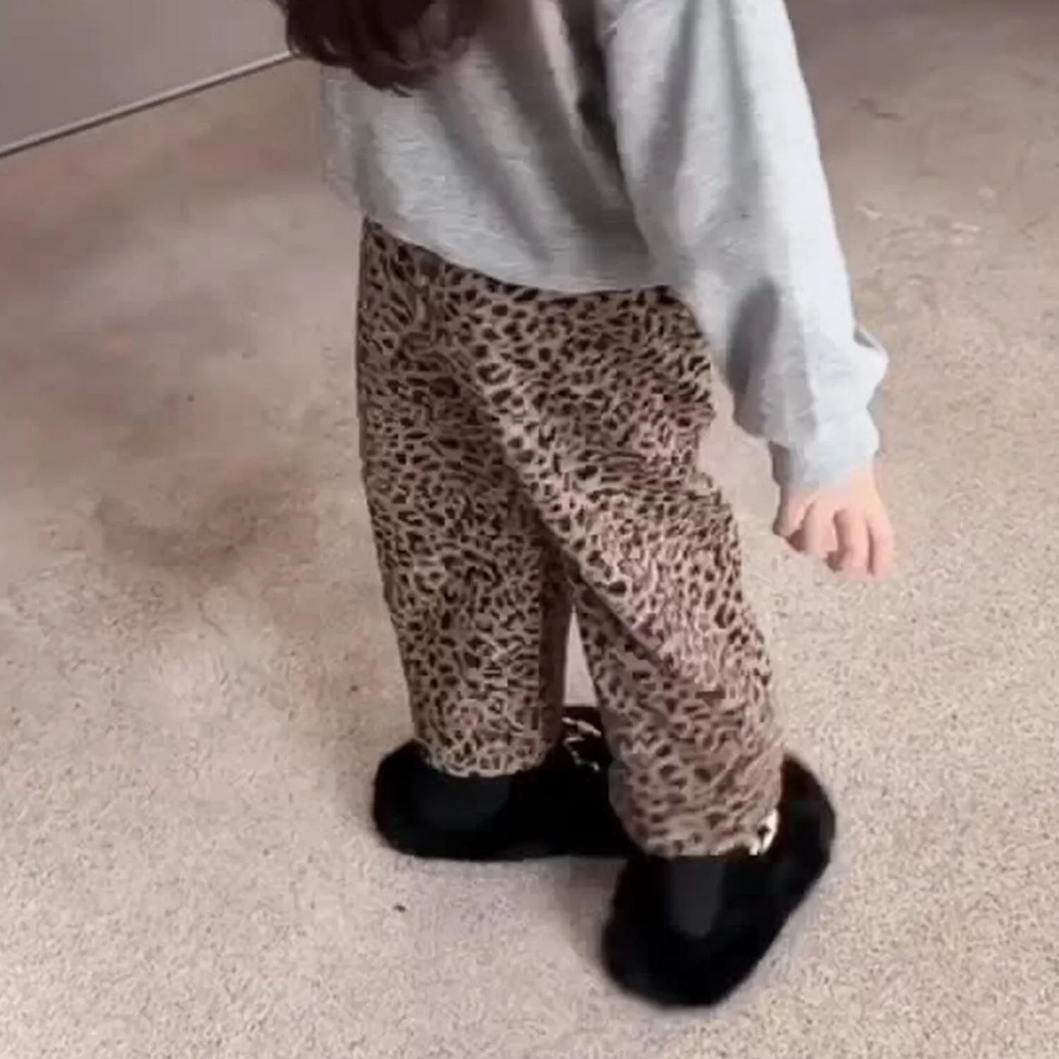 Grey & Brown Leopard "H" Round Neck Long-Sleeve Top & Leopard Wide-Leg Pants sold by Zulily product image thumbnail 2