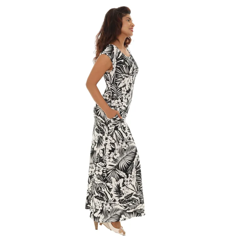 Tropical Leaf Print Cap Sleeve Maxi Dress sold by Zulily