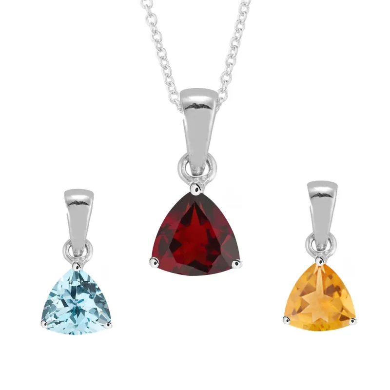 Set of Three Sterling Silver with Garnet, Sky Blue Topaz and Citrine Solitaire Pendant sold by Zulily