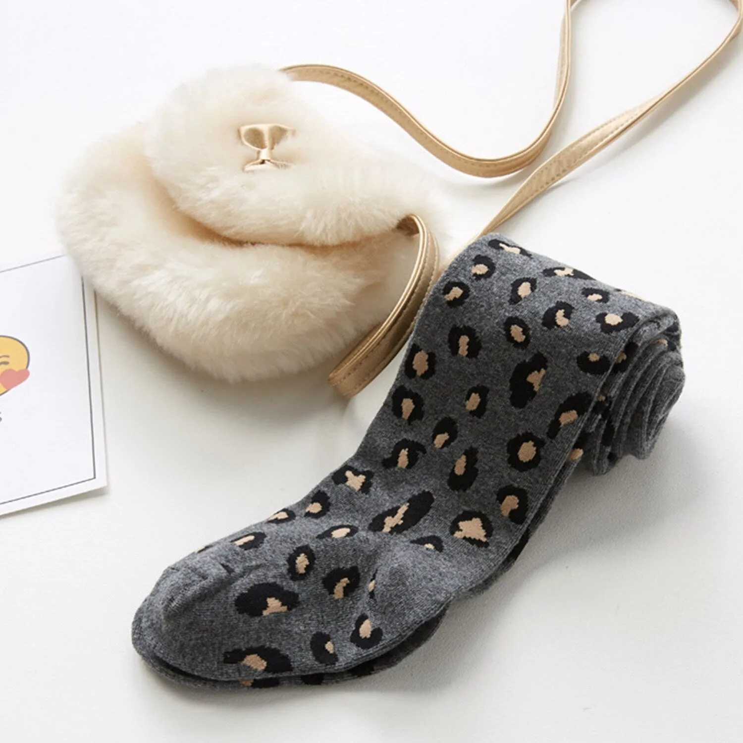 Grey Leopard Pantyhose sold by Zulily