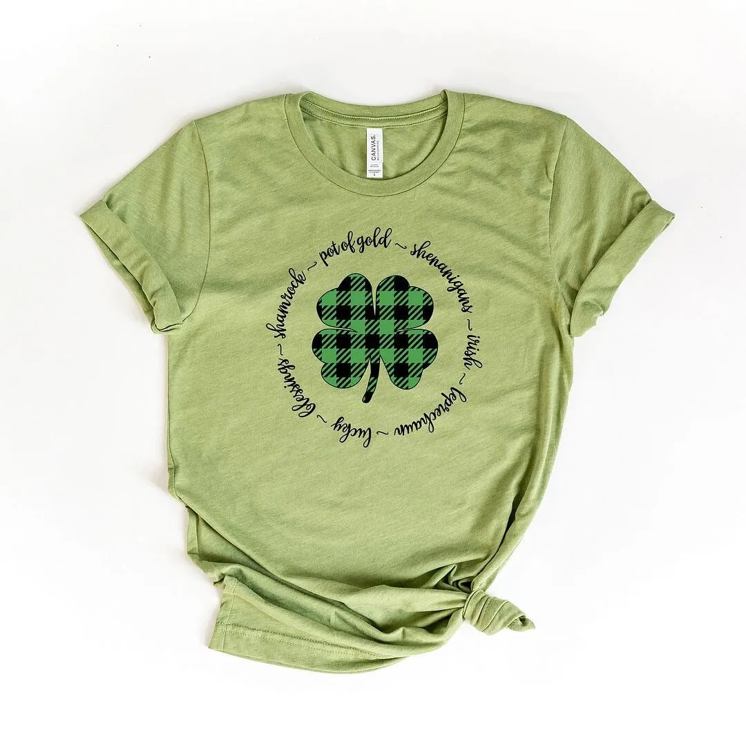 Buffalo Plaid Shamrock Circle Short Sleeve Crewnneck Tee sold by Zulily product image thumbnail 4