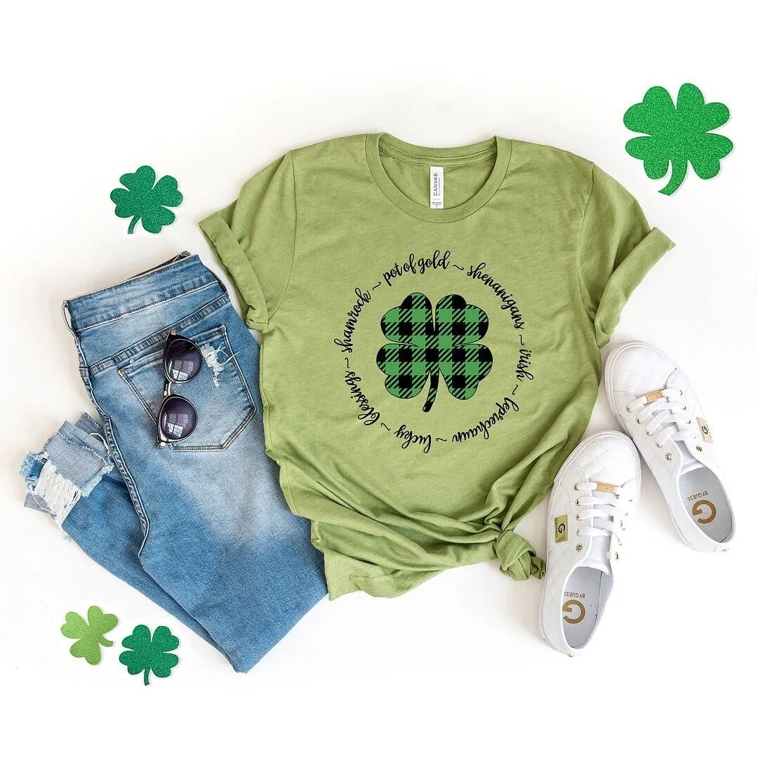 Buffalo Plaid Shamrock Circle Short Sleeve Crewnneck Tee sold by Zulily product image thumbnail 3