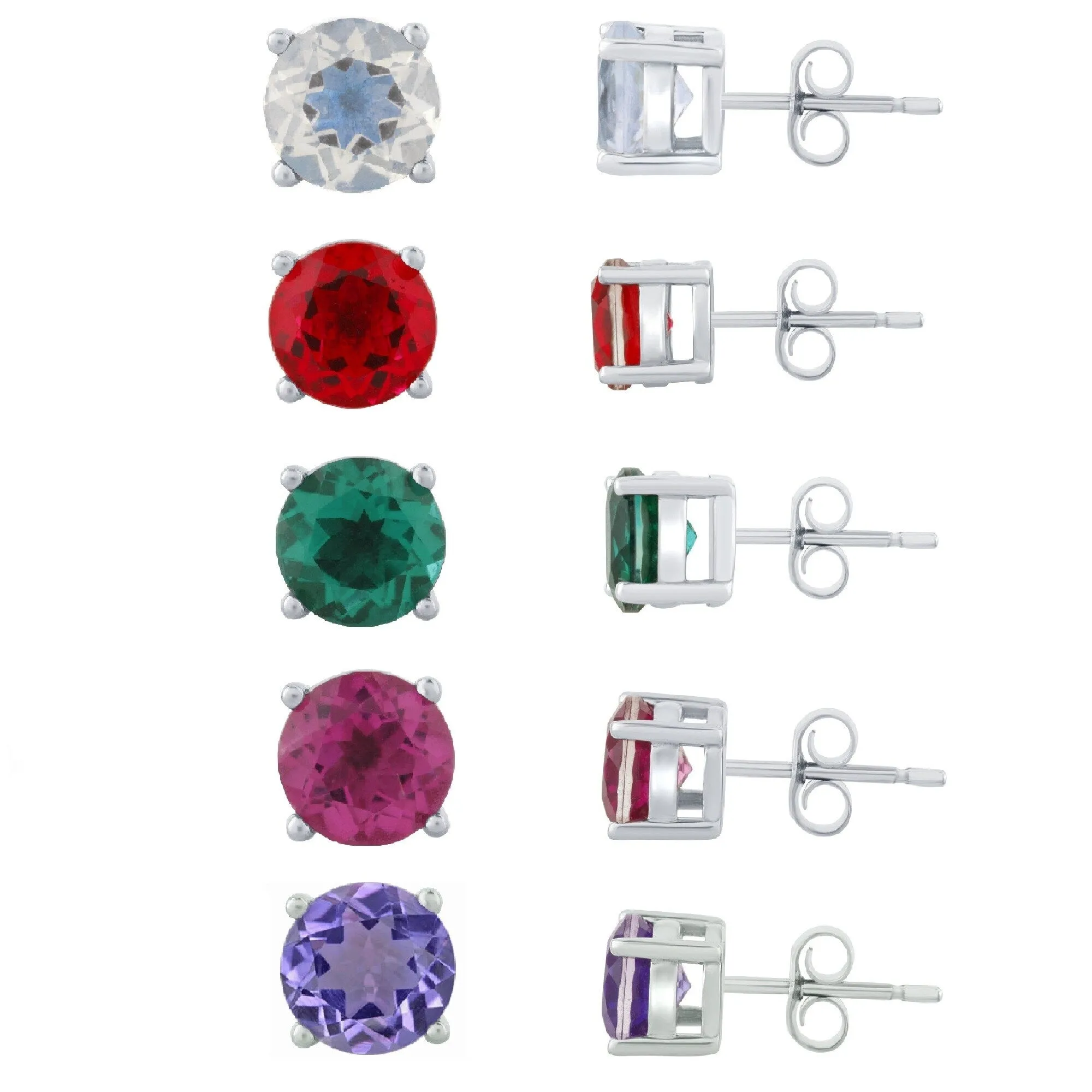 Set of 5 - Sterling Silver and Gemstone Stud Earrings sold by Zulily product image thumbnail 4