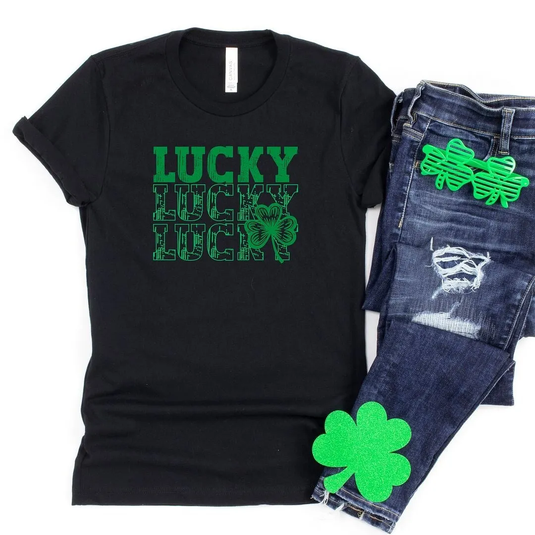 Bold Green Lucky Stacked Short Sleeve Crewnneck Tee sold by Zulily product image thumbnail 4