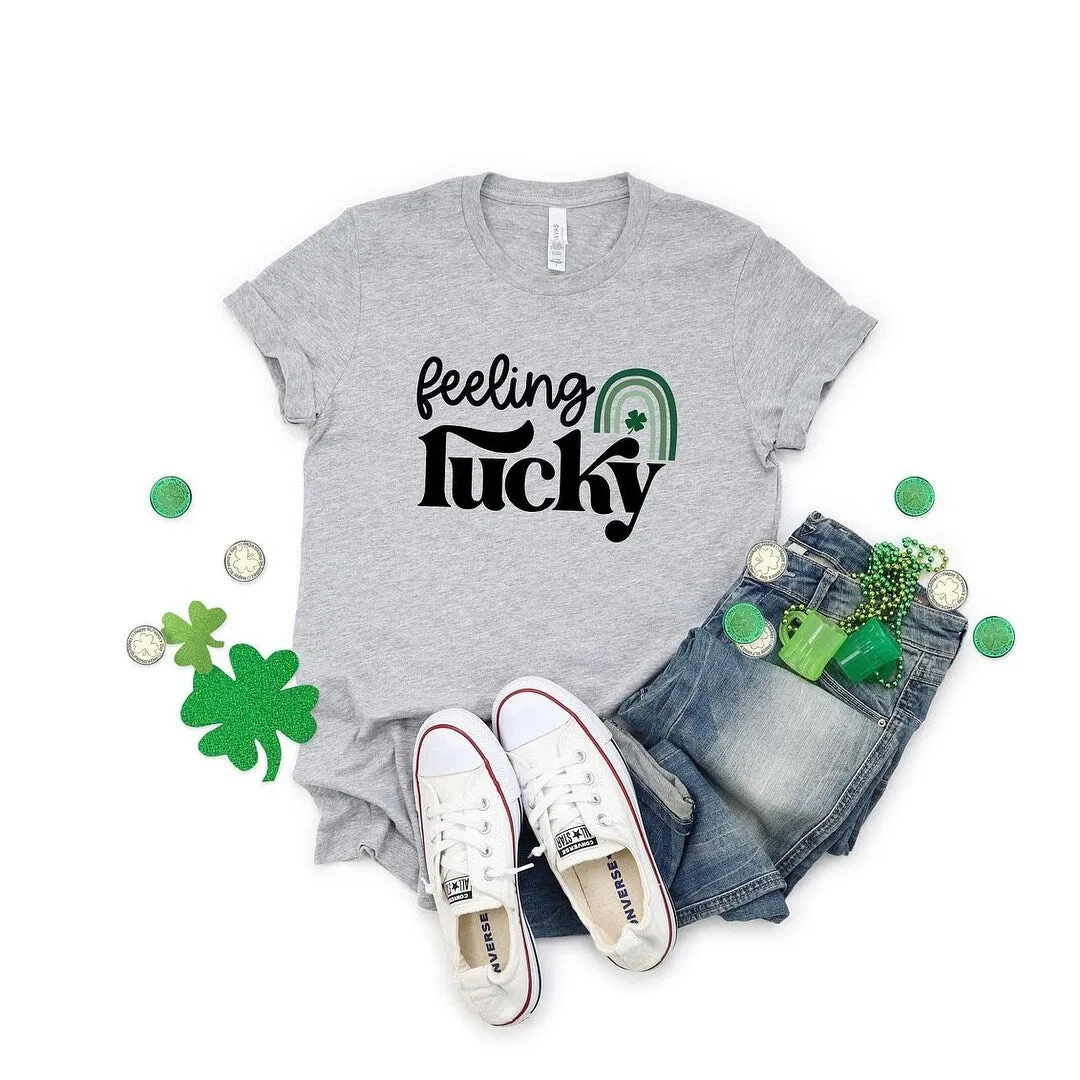 Feeling Lucky Rainbow Short Sleeve Crewnneck Tee sold by Zulily product image thumbnail 3