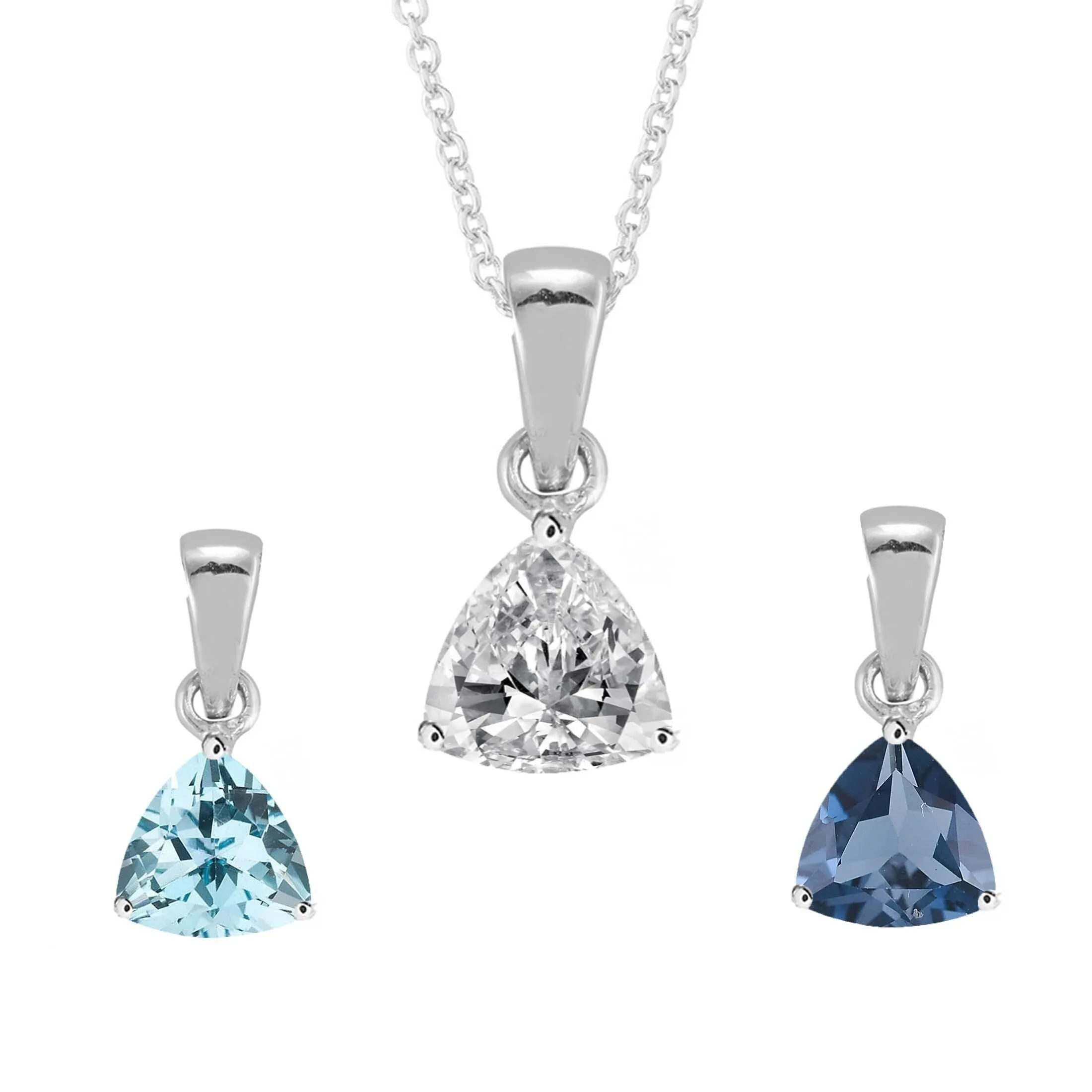 Set of Three Sterling Silver with London Blue Topaz, Sky Blue Topaz and White Topaz Solitaire Pendant sold by Zulily