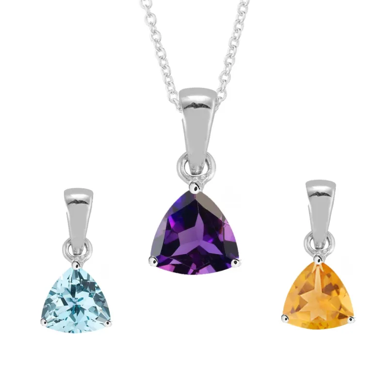 Set of Three Sterling Silver with Amethyst, Sky Blue Topaz and Citrine Solitaire Pendant sold by Zulily