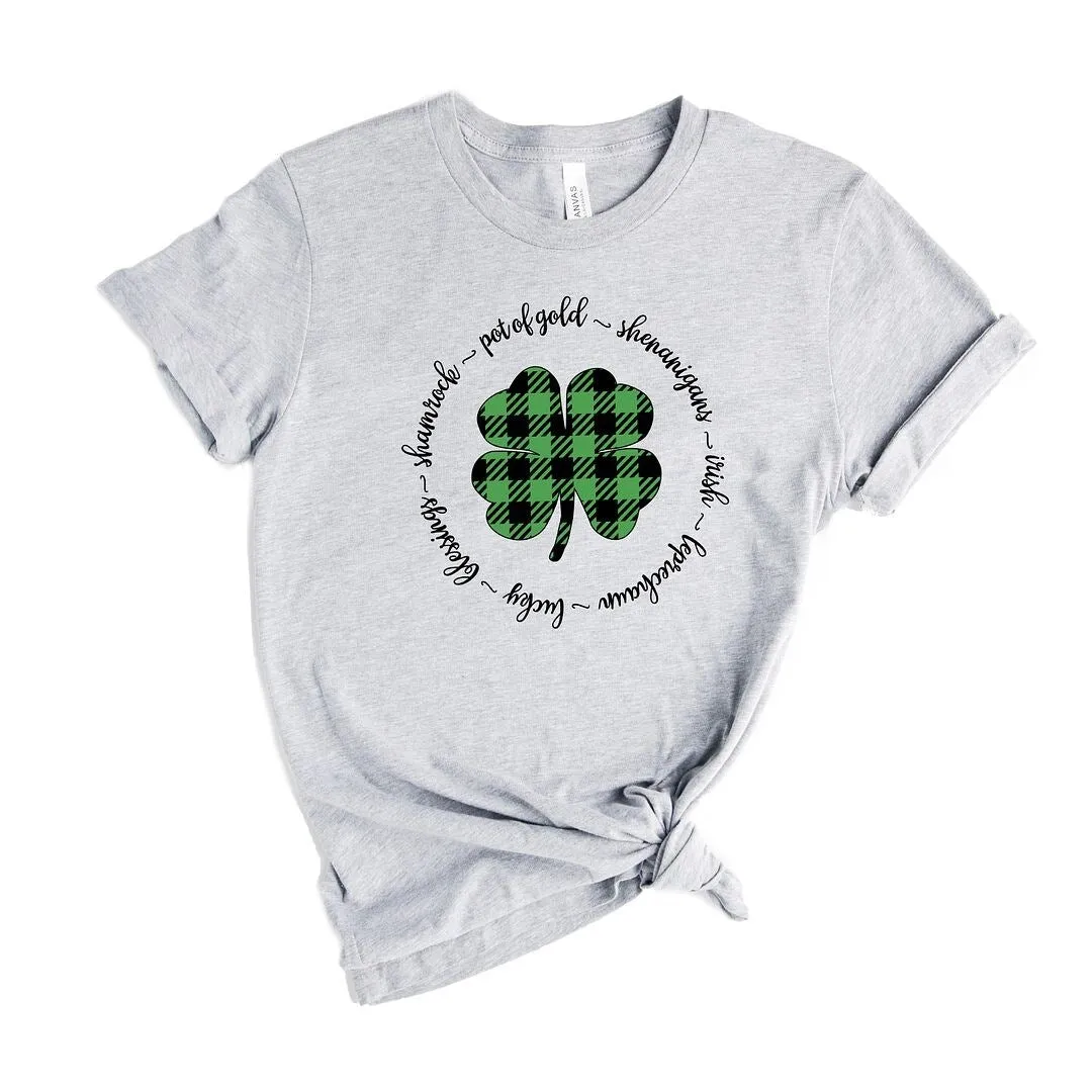 Buffalo Plaid Shamrock Circle Short Sleeve Crewnneck Tee sold by Zulily product image thumbnail 4