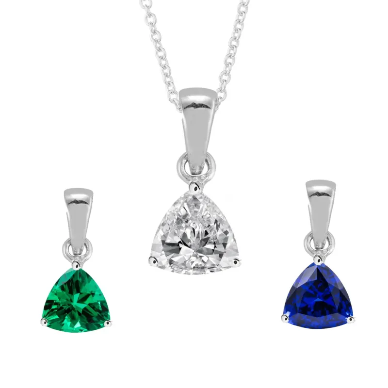 Set of Three Sterling Silver with Blue Sapphire, Emerald and White Topaz Solitaire Pendant sold by Zulily
