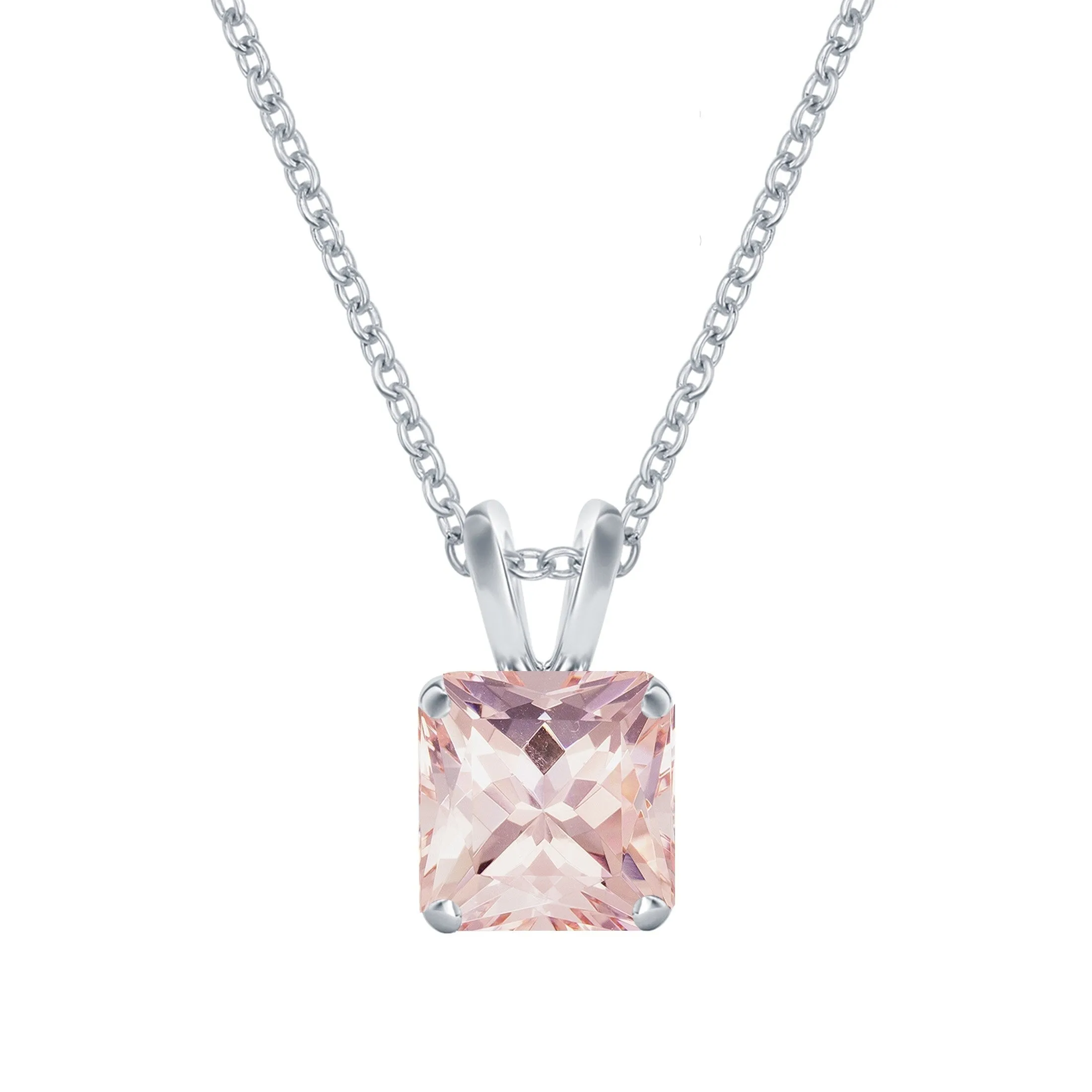 V3 Jewelry Set of Sterling Silver with Morganite Solitaire Pendant and Stud Earrings for Women sold by Zulily