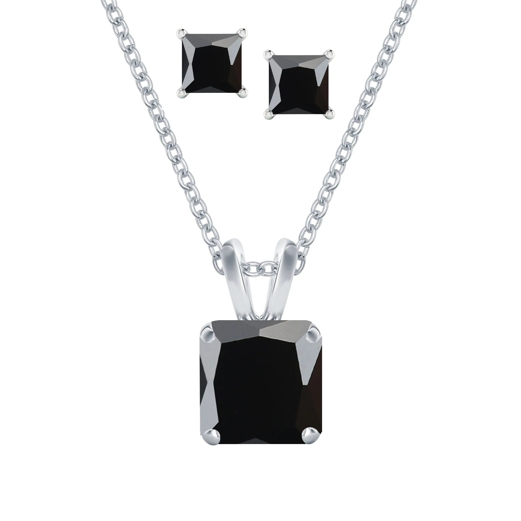 V3 Jewelry Set of Sterling Silver with Natural Black Spinel Solitaire Pendant and Stud Earrings for Women sold by Zulily product image thumbnail 3