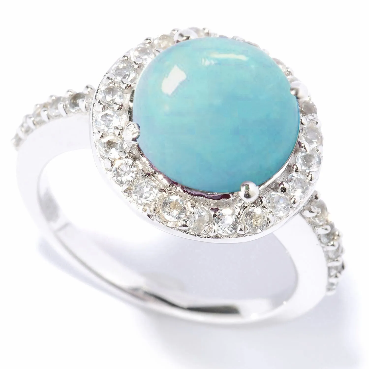 V3 Jewelry Sterling Silver with Natural Aquamrine and White Topaz Halo Ring for Women sold by Zulily