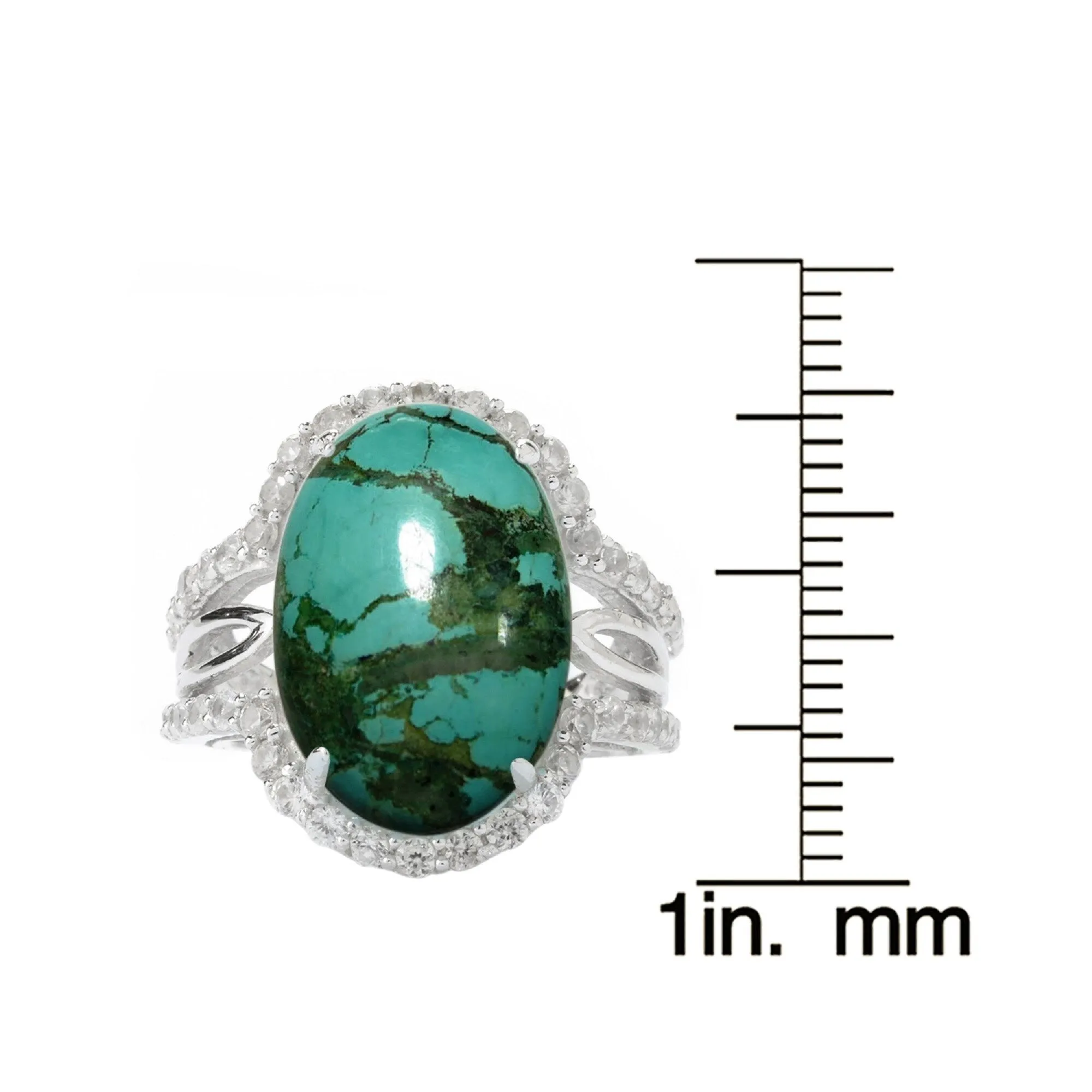 V3 Jewelry 925 Sterling Silver with Oval Shape Natural Turquoise and White Topaz North South Split Shank Ring for Women sold by Zulily product image thumbnail 4