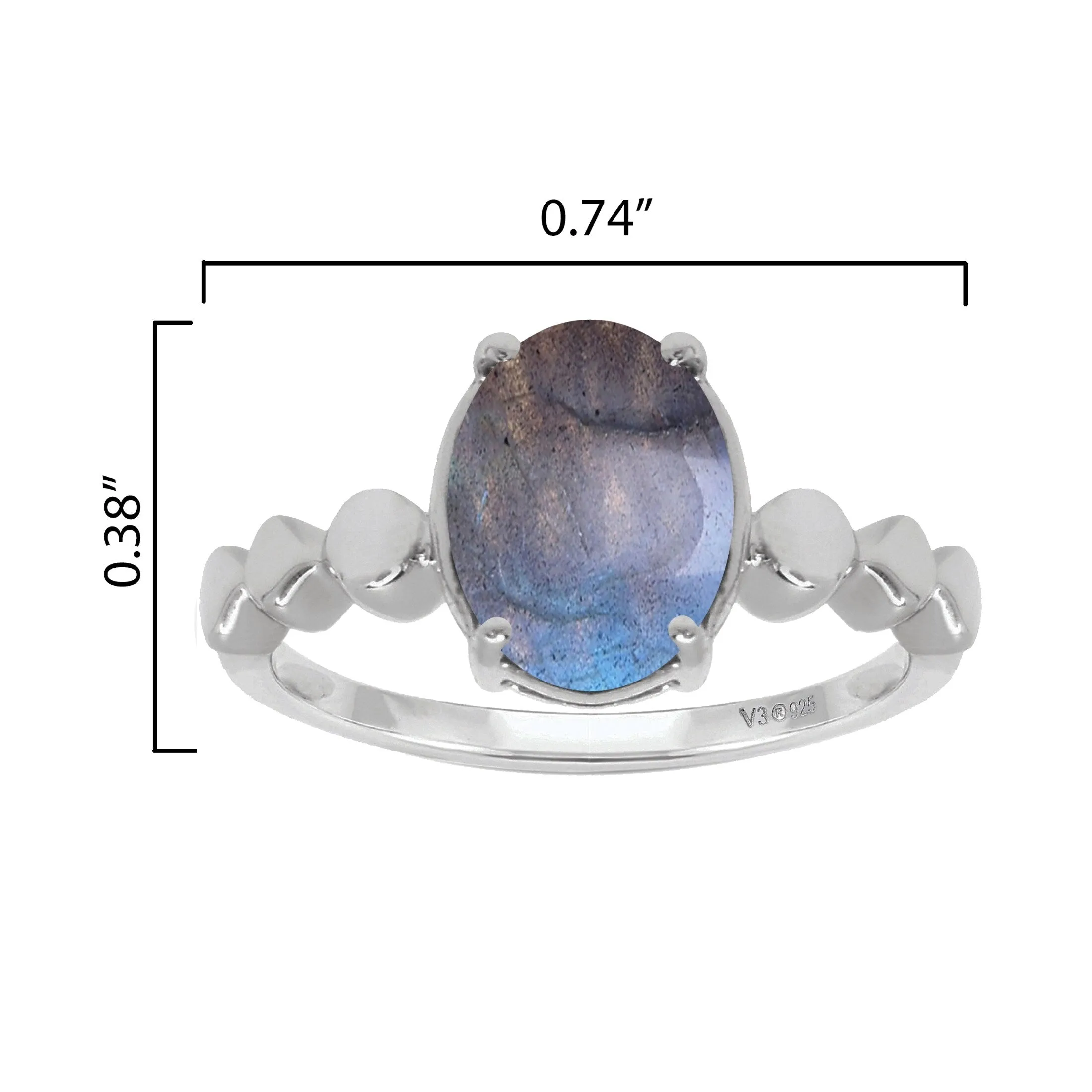 V3 Jewelry Sterling Silver with Natural Labradorite Solitaire Ring for Women sold by Zulily product image thumbnail 4