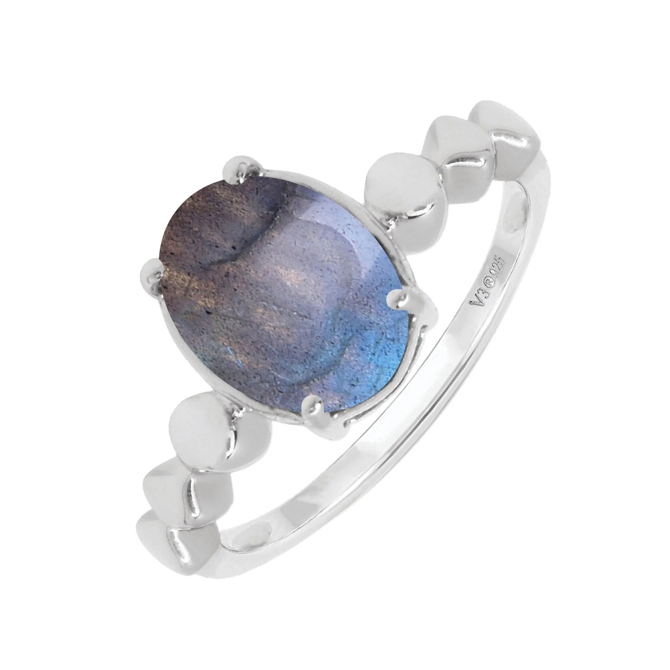 V3 Jewelry Sterling Silver with Natural Labradorite Solitaire Ring for Women sold by Zulily