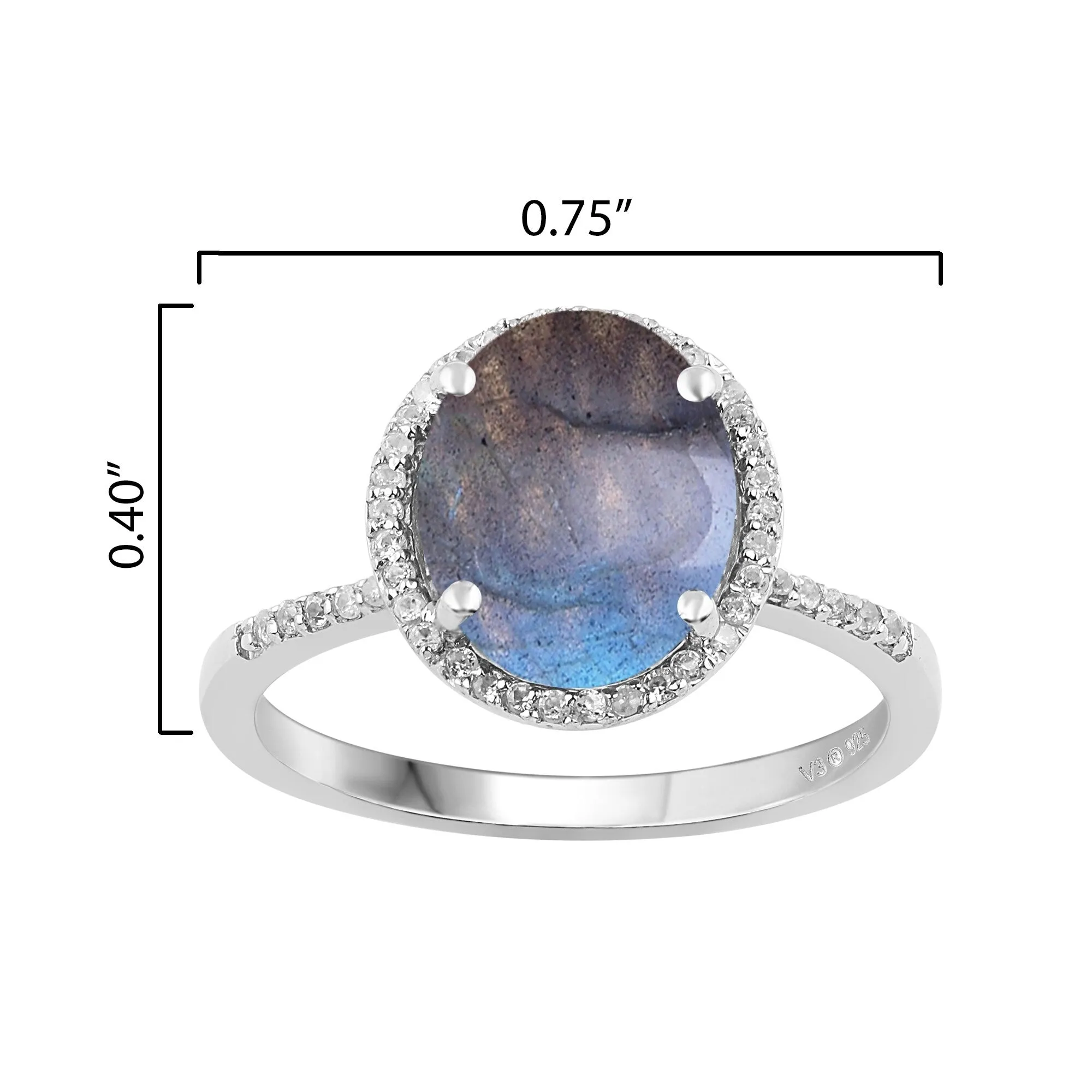 Sterling Silver with Natural Labradorite and White Topaz Halo Ring sold by Zulily product image thumbnail 4