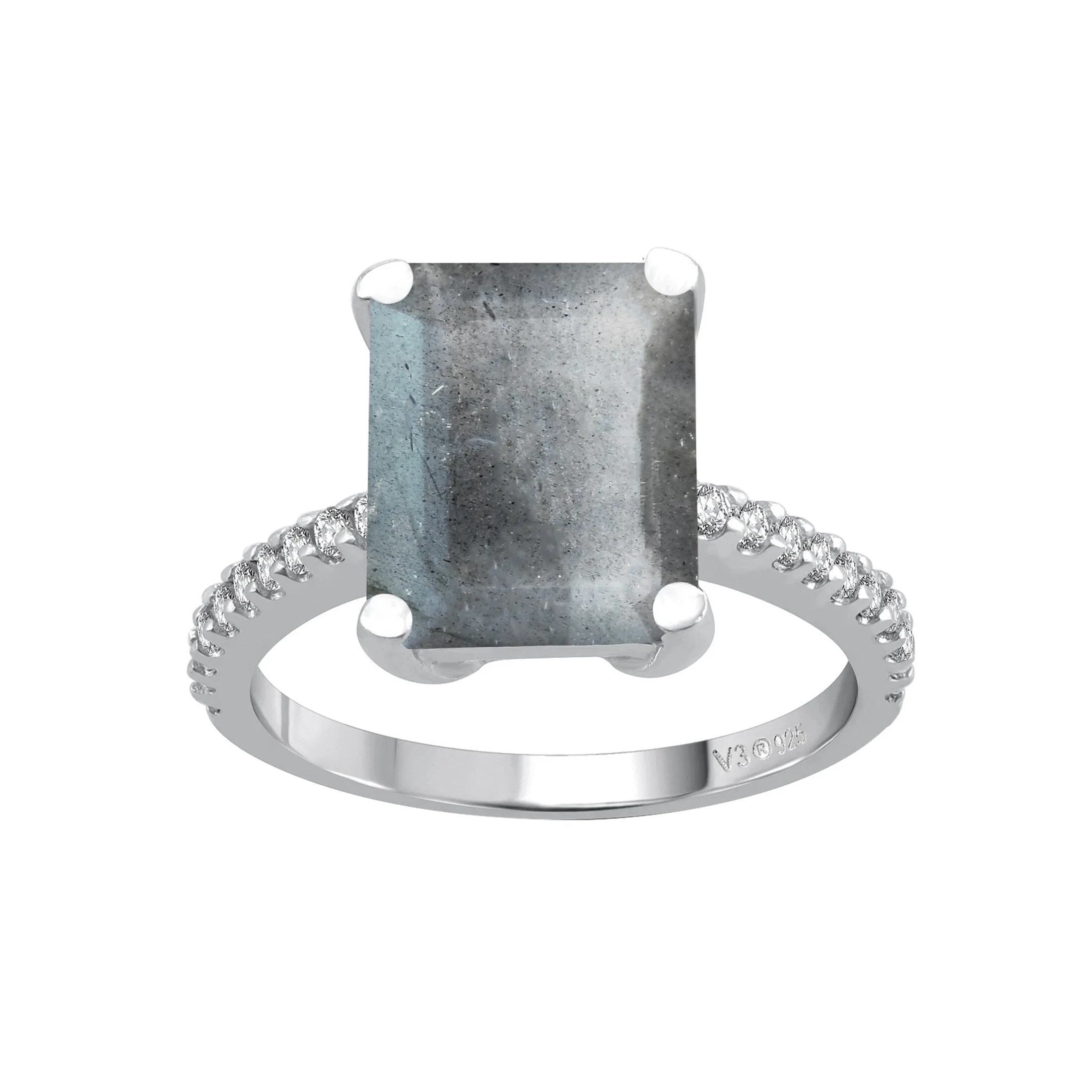 V3 Jewelry Sterling Silver with Natural Labradorite and White Topaz Solitaire Ring for Women sold by Zulily product image thumbnail 3