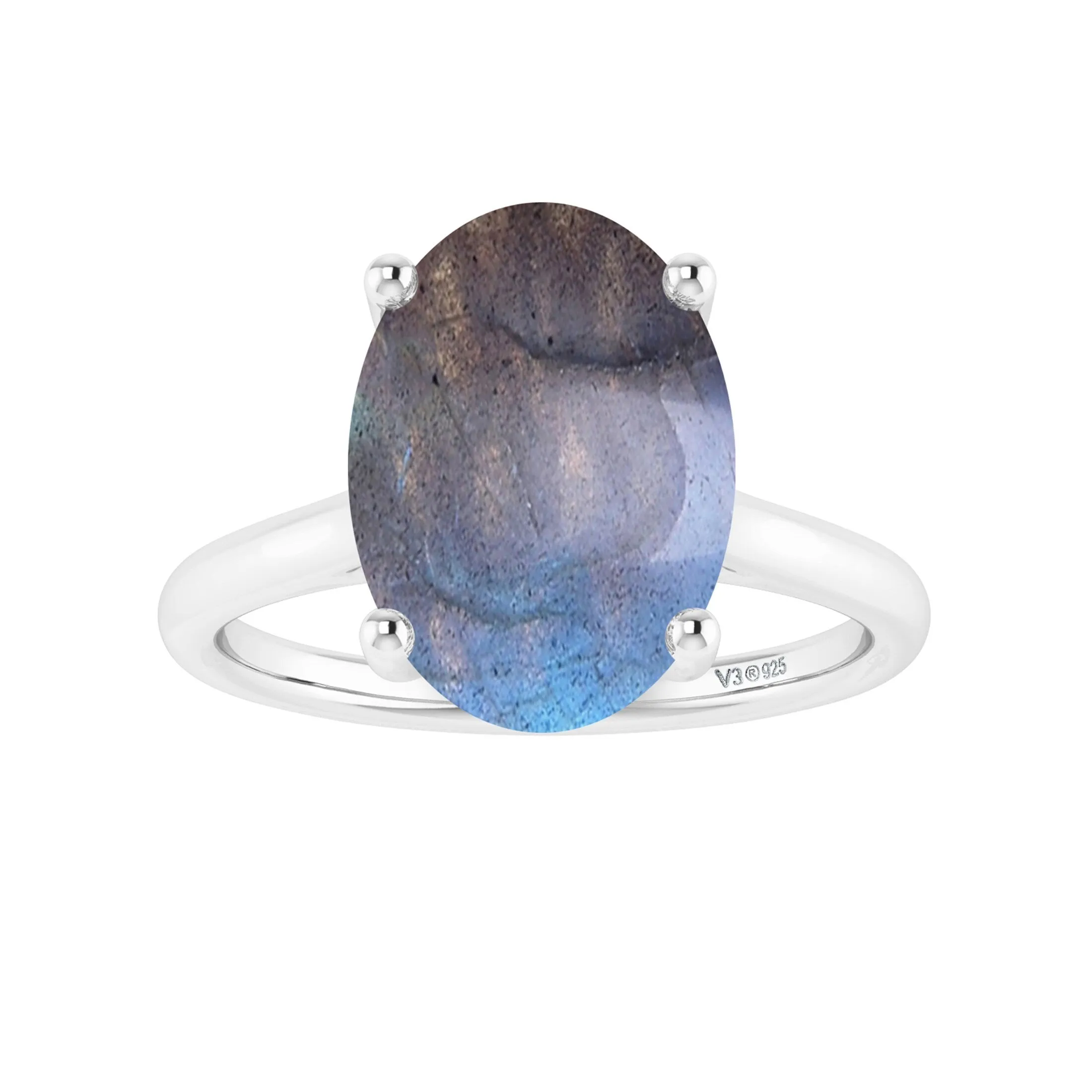 V3 Jewelry Sterling Silver with Natural Labradorite Solitaire Ring sold by Zulily