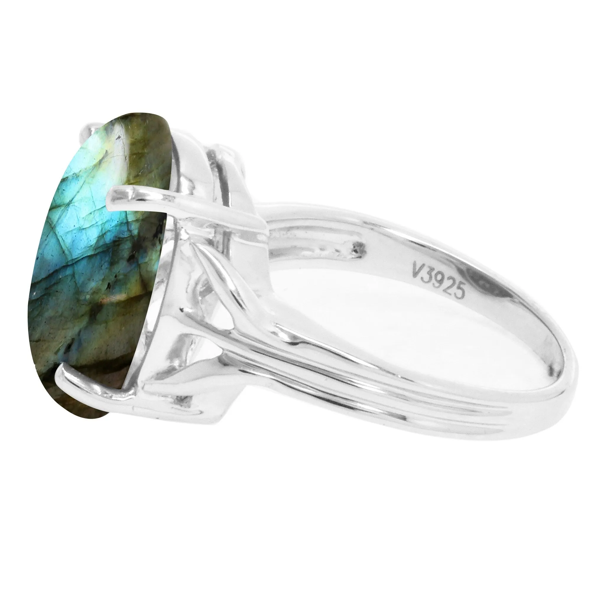 Sterling Silver with Natural Labradorite Solitaire Ring sold by Zulily product image thumbnail 3