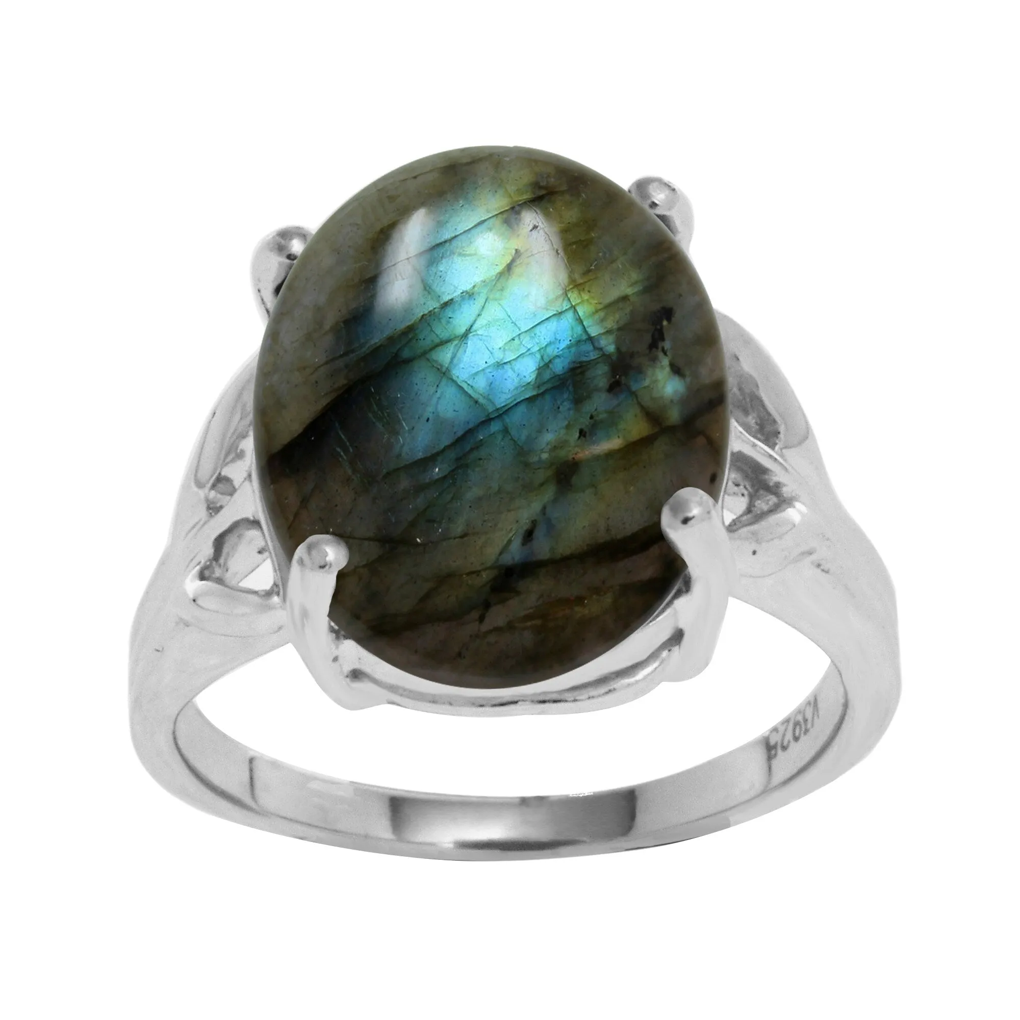 Sterling Silver with Natural Labradorite Solitaire Ring sold by Zulily