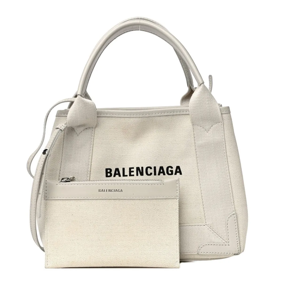 Balenciaga Cotton Canvas Calfskin Navy Cabas XS Natural (Pre-Owned) - Extra Small sold by Zulily