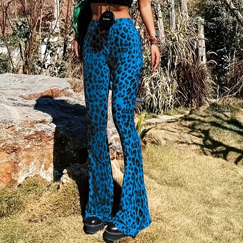 Blue Leopard Flare Pants sold by Zulily