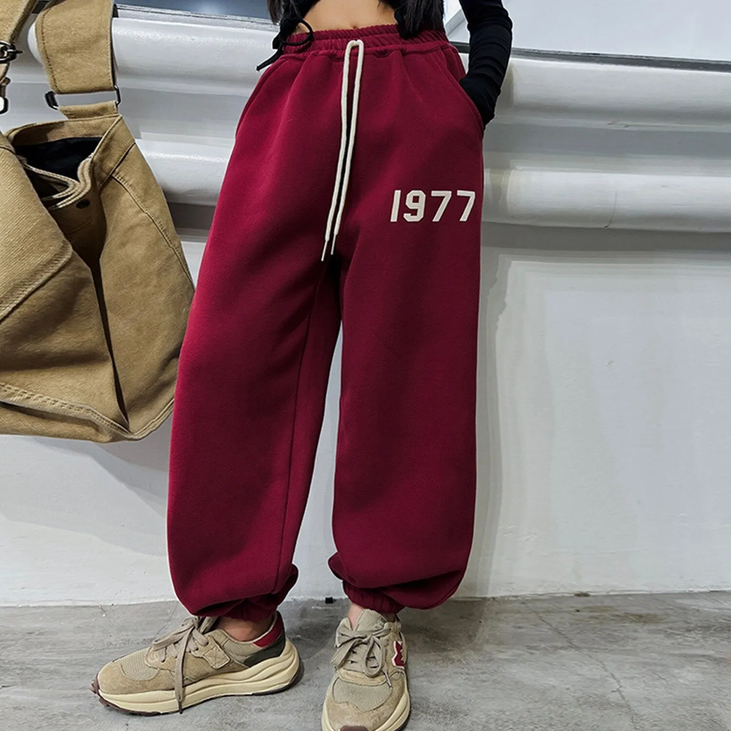 Burgundy "1977" Sweatpants sold by Zulily product image thumbnail 2