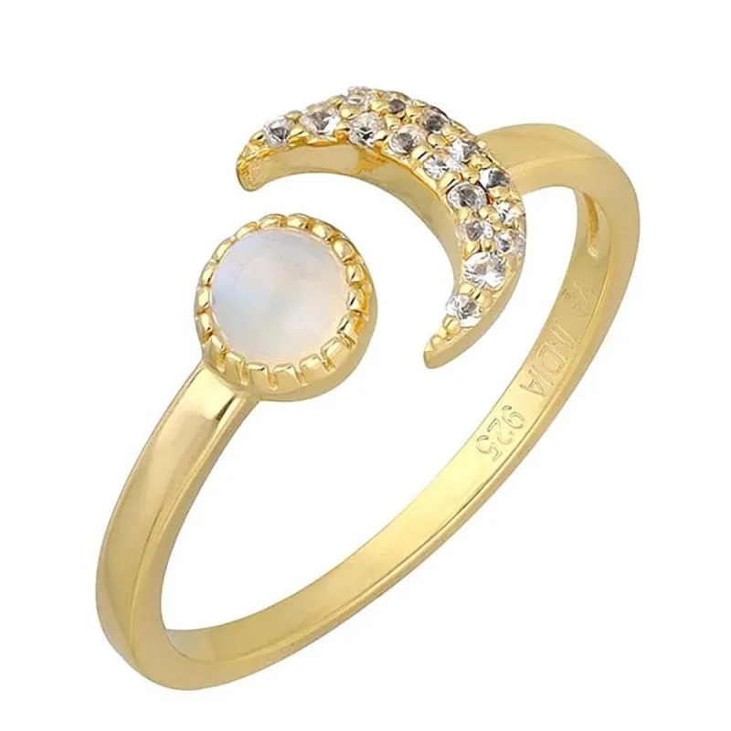 YS Gems Gold Plated Over Sterling Silver Rainbow Moonstone Stack Ring sold by Zulily