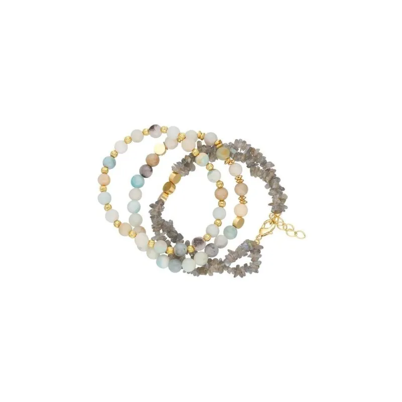 YS Gems Brass Amazonite Labradorite Beads Set of 3 Bracelet made by Zulily
