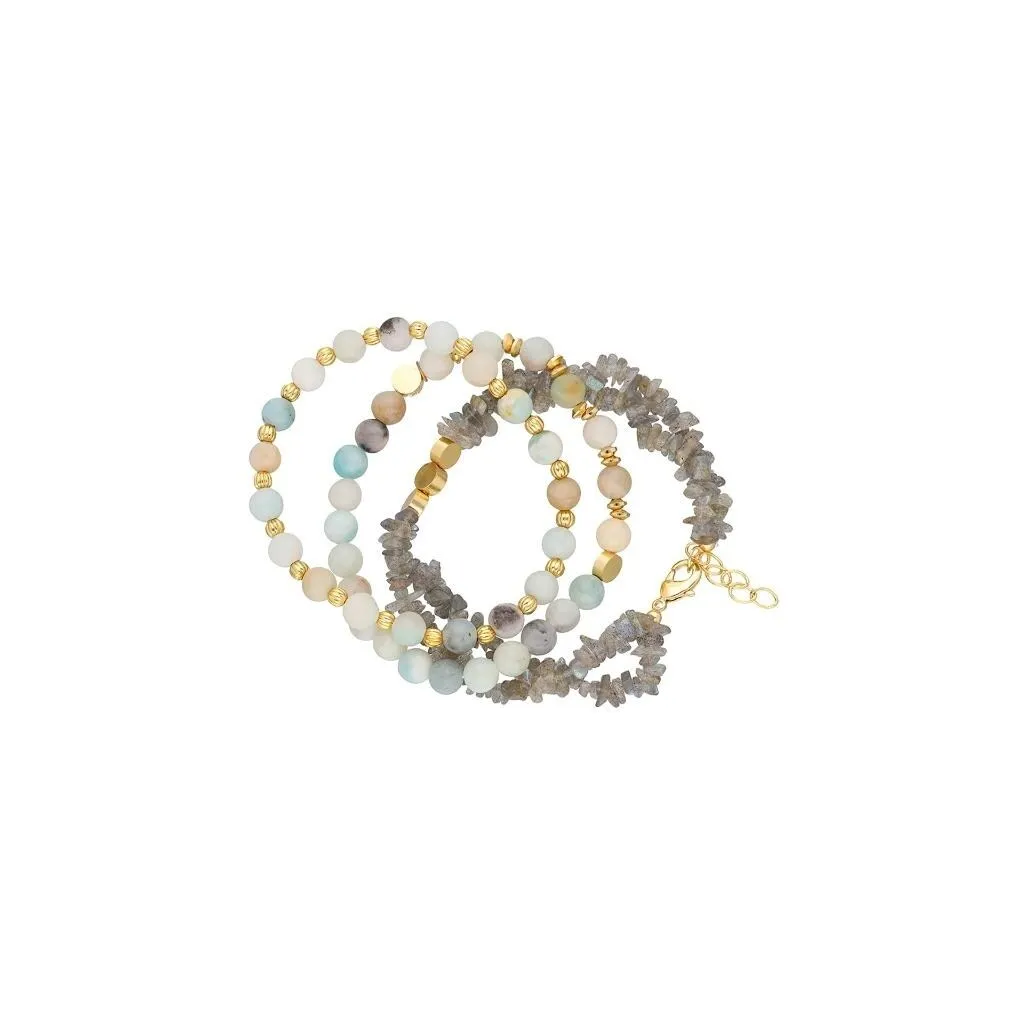 YS Gems Brass Amazonite Labradorite Beads Set of 3 Bracelet sold by Zulily
