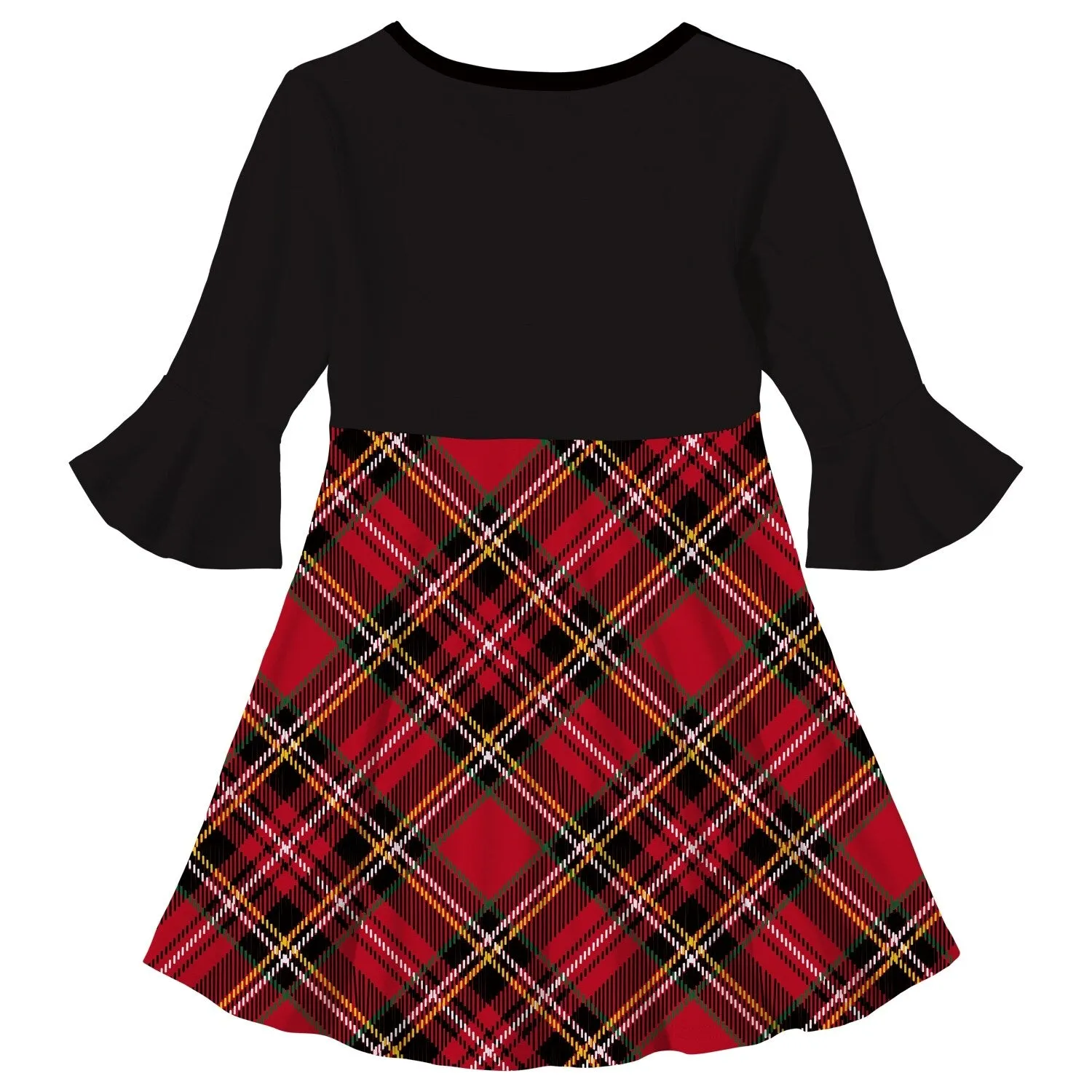 Black & Red Plaid Ruffle-Sleeve A-Line Dress sold by Zulily product image thumbnail 2