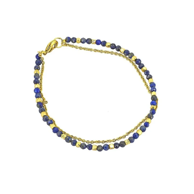 YS Gems Brass Lapis Beads Bracelet Showcasing a Blend of Elegance. sold by Zulily