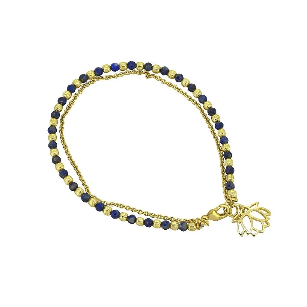 YS Gems Brass Lapis Beads Bracelet with Lotus Charm sold by Zulily product image thumbnail 2