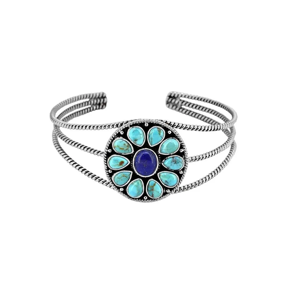 YS Gems Sterling Silver Lapis Mohave Turquoise Gemstone Cuff Bracelet sold by Zulily