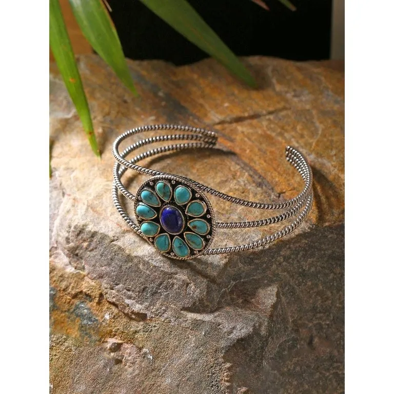 YS Gems Sterling Silver Lapis Mohave Turquoise Gemstone Cuff Bracelet sold by Zulily product image thumbnail 2