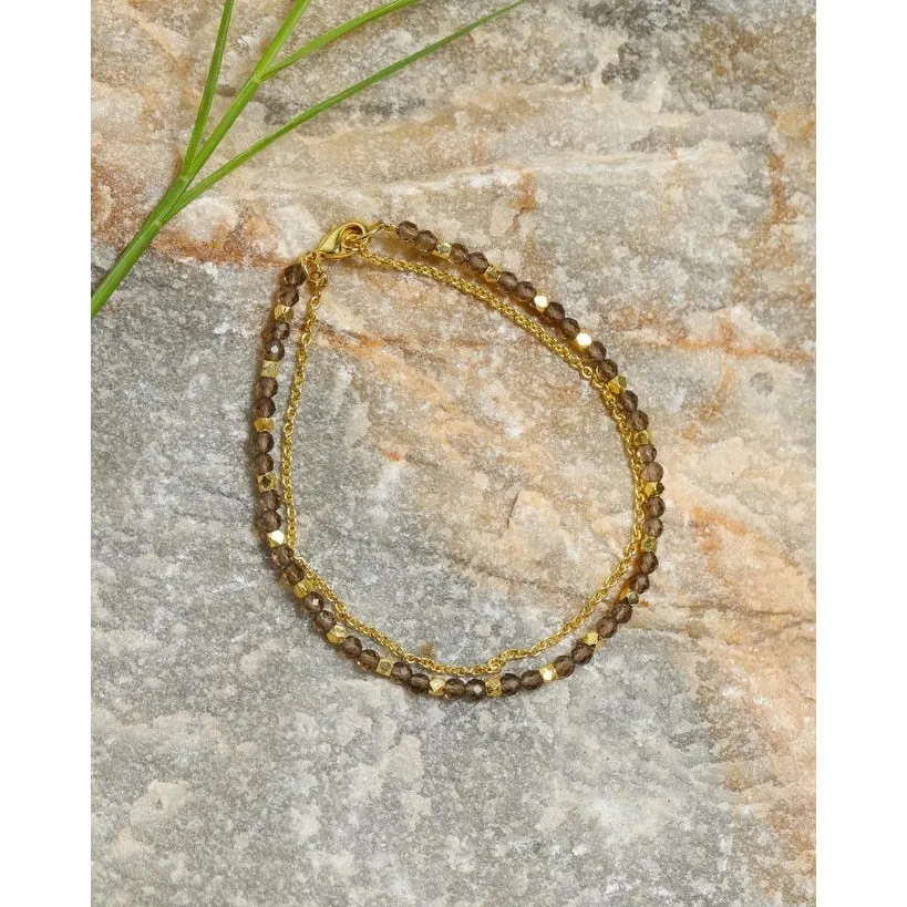 YS Gems Brass Smoky Quartz Beads Bracelet sold by Zulily product image thumbnail 2
