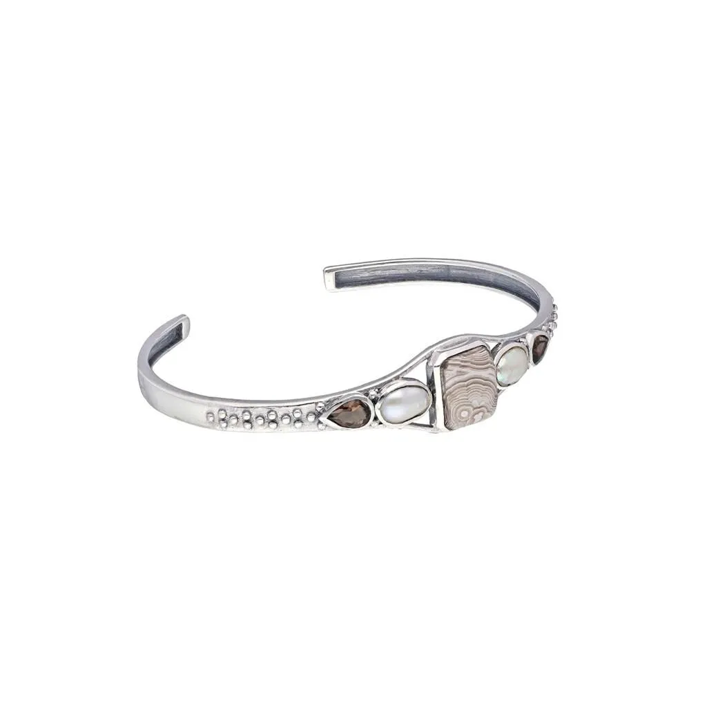 YS Gems Sterling Silver Crazy Lace Agate Cuff Bracelet sold by Zulily