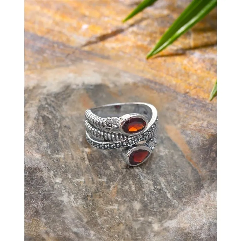 YS Gems Sterling Silver Garnet Textured Ring sold by Zulily product image thumbnail 3