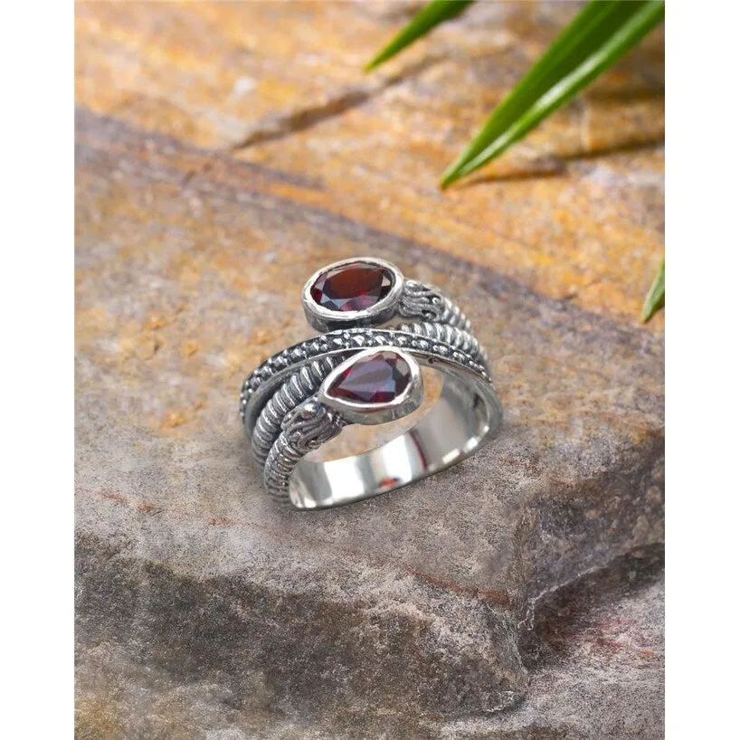 YS Gems Sterling Silver Garnet Textured Ring sold by Zulily product image thumbnail 2