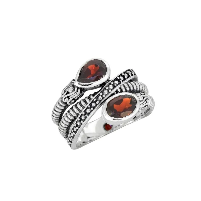 YS Gems Sterling Silver Garnet Textured Ring sold by Zulily