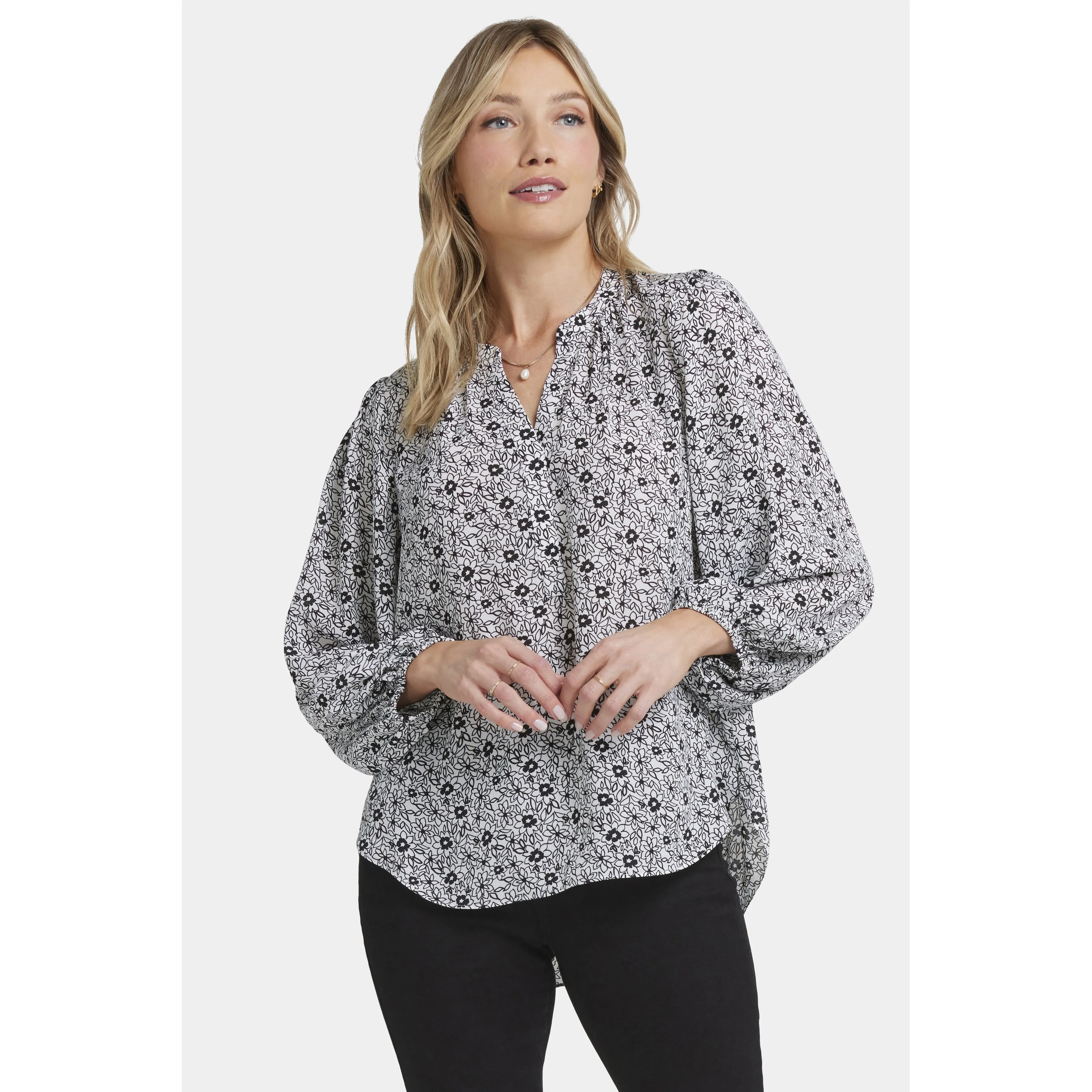 Ladies-Puff Sleeve Popover Top sold by Zulily