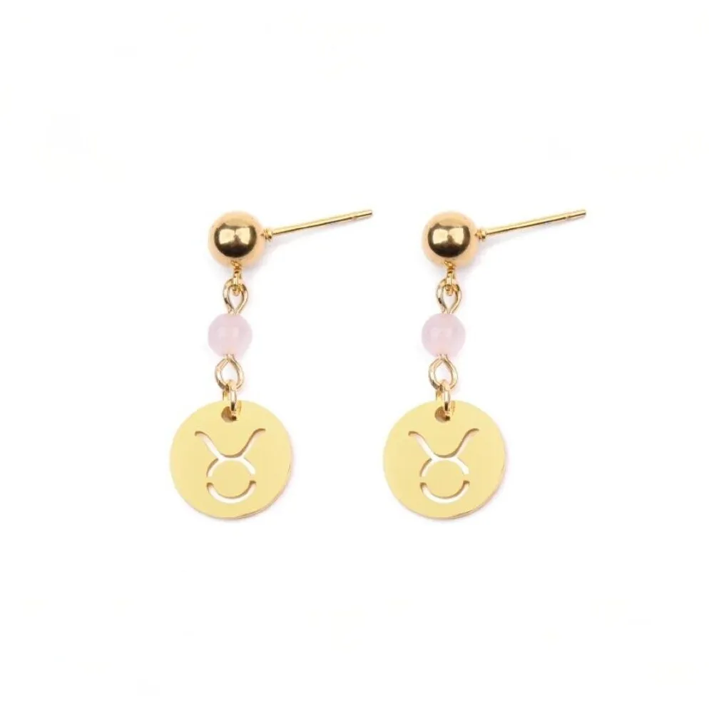Zodiac Drop Earrings - Stainless Steel in Gold sold by Zulily