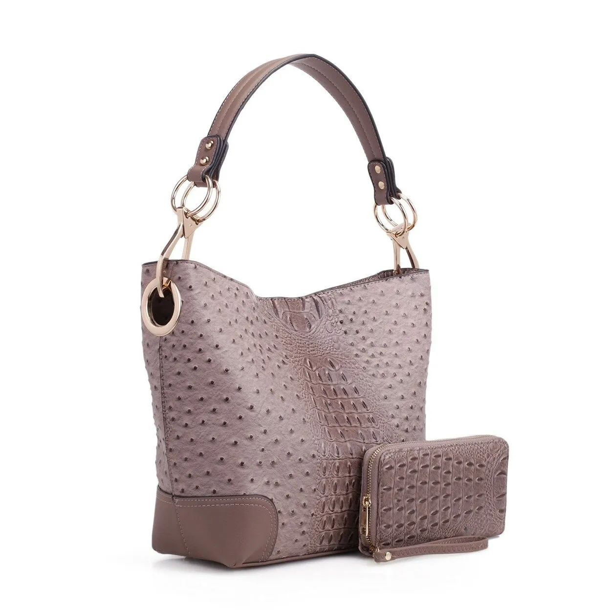 Mkfcollection Wandy Shoulder Bag And Wallet Set Vegan Leather Designer Handbag sold by Zulily